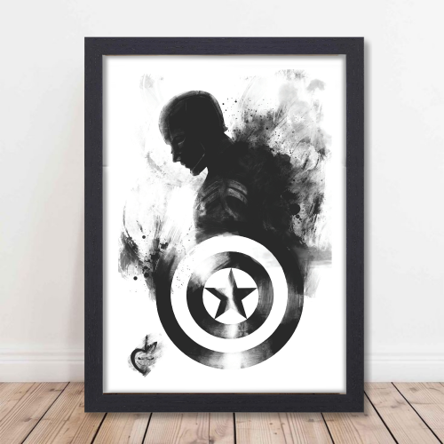 Captain America Avengers Poster Frame Marvel Universe Character Artwork Framed Posters Movie Films Canvas Painting Photo Frames for Wall Decor Home Decoration Living Room Bedroom Office Study Room Cafe Restraunt