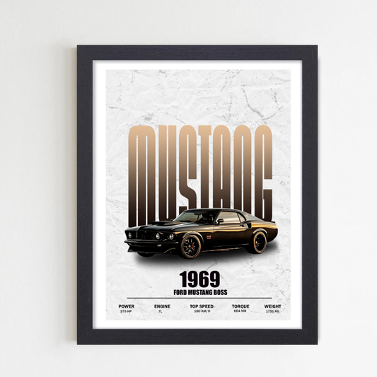 1969 Mustang poster, Ford Mustang wall art, classic car poster frame, vintage Mustang print, muscle car wall decor, Mustang poster, retro car artwork, Mustang gift item, framed car art, garage decor Mustang, Ford Mustang 1969 frame, Featuring a stunning design with detailed specs, this wall art is a statement piece for any space. With high-quality printing, a durable black frame, and clear protective glass, this ready-to-hang poster adds a vintage automotive vibe to your decor. Car frames, car wallpaper.