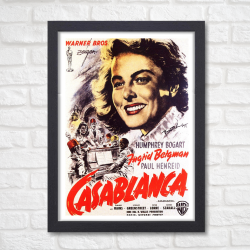 Casablanca Movie Poster Frame Romance War Film Framed Posters Hollywood Movies Art work Canvas Painting Photo Frames  for Wall Decor Home Decoration Living Room Bedroom Office Study Room Cafe Restraunt Restro