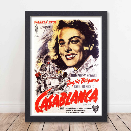 Casablanca Movie Poster Frame Romance War Film Framed Posters Hollywood Movies Art work Canvas Painting Photo Frames  for Wall Decor Home Decoration Living Room Bedroom Office Study Room Cafe Restraunt Restro