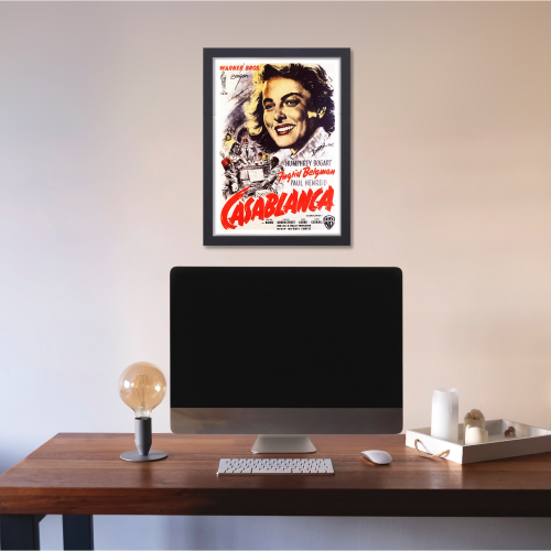 Casablanca Movie Poster Frame Romance War Film Framed Posters Hollywood Movies Art work Canvas Painting Photo Frames  for Wall Decor Home Decoration Living Room Bedroom Office Study Room Cafe Restraunt Restro