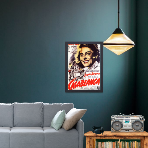 Casablanca Movie Poster Frame Romance War Film Framed Posters Hollywood Movies Art work Canvas Painting Photo Frames  for Wall Decor Home Decoration Living Room Bedroom Office Study Room Cafe Restraunt Restro