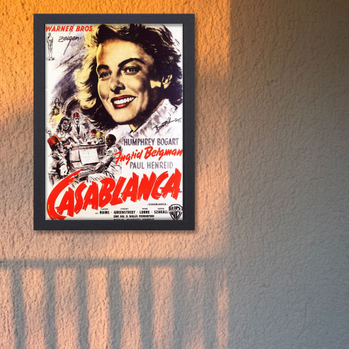 Casablanca Movie Poster Frame Romance War Film Framed Posters Hollywood Movies Art work Canvas Painting Photo Frames  for Wall Decor Home Decoration Living Room Bedroom Office Study Room Cafe Restraunt Restro
