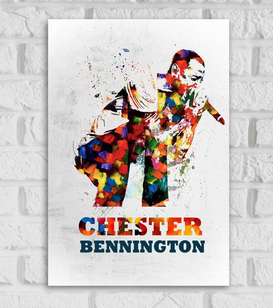 Chester Bennington American Singer Hollywood Actor Songwriter Pop Culture Art Music Artist Painting Texture Motivational Quote Colorful Matte Finish Posters Frames