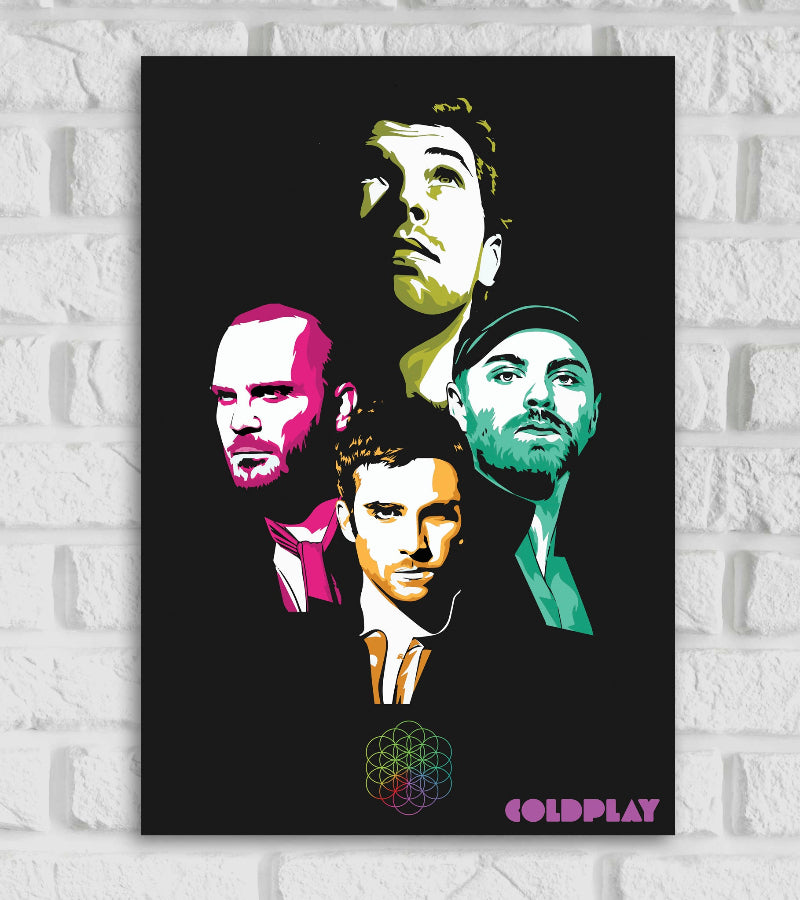 Coldplay British Rock Band Black Color Pop Art Music Artist Singers Singing Matte Finsh Poster Frame