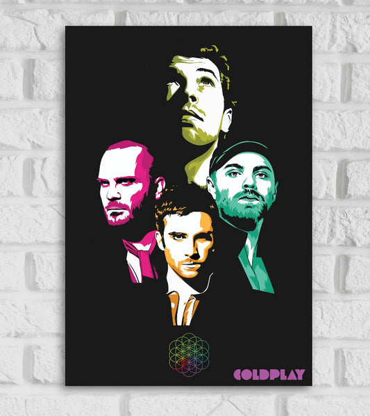 Coldplay British Rock Band Black Color Pop Art Music Artist Singers Singing Matte Finsh Poster Frame