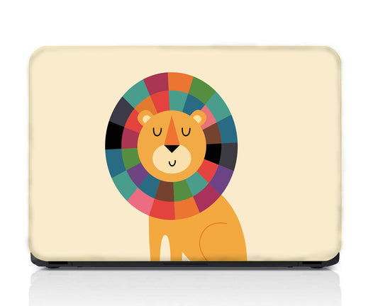 Colorful Geometric Mane Rainbow Cute Jungle King Morden Minimalist Lion Waterproof Lptopskin