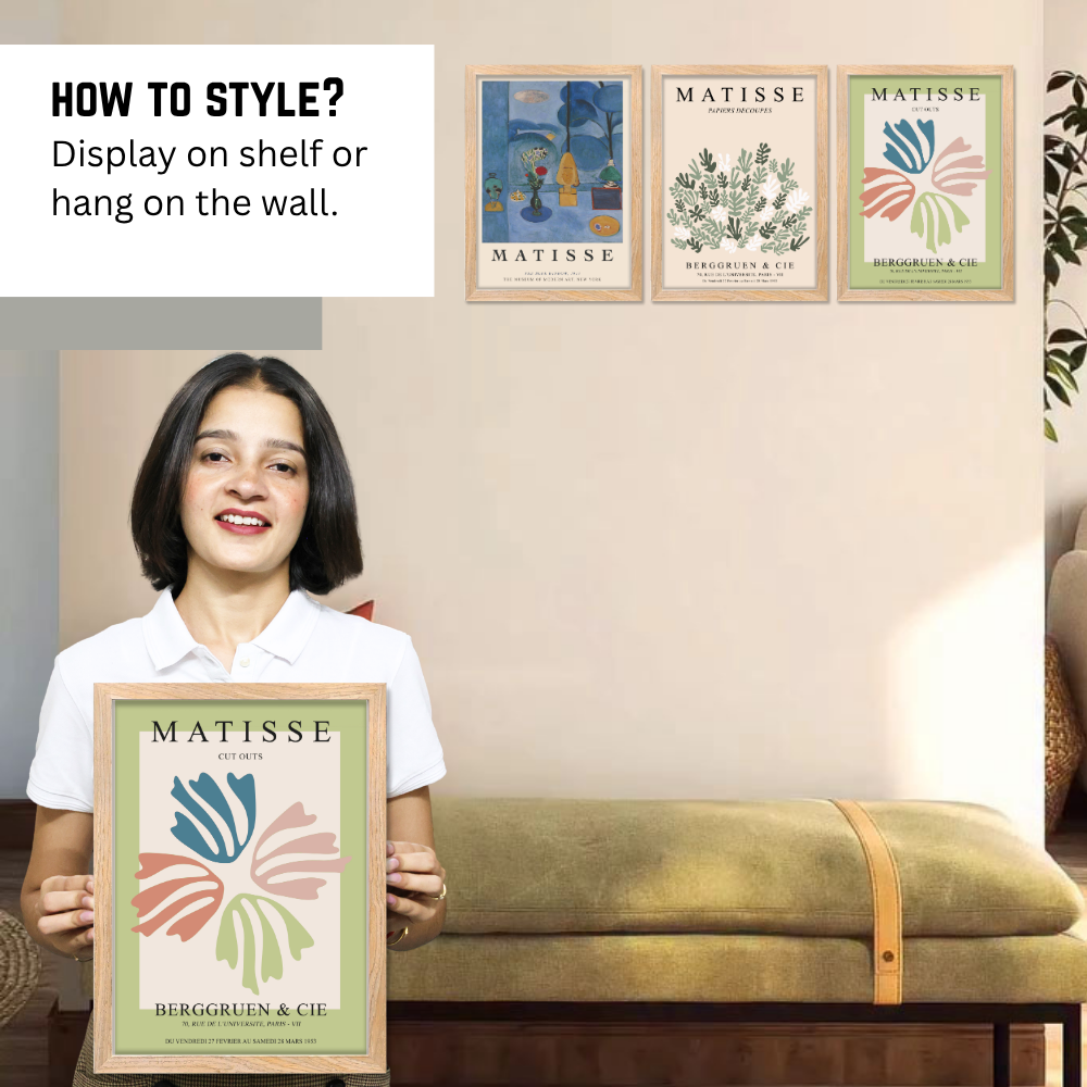 Set of 3 Henri Matisse Wall Art Paintings Framed Poster for Home Decoration, Living Room, Bedroom, Kitchen, and Office Wall Decoration (Copy)