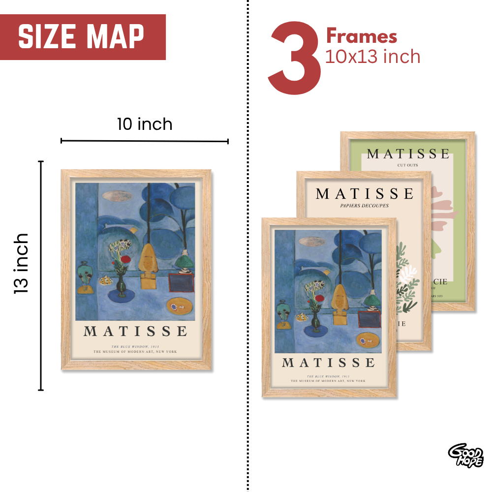 Set of 3 Henri Matisse Wall Art Paintings Framed Poster for Home Decoration, Living Room, Bedroom, Kitchen, and Office Wall Decoration (Copy)
