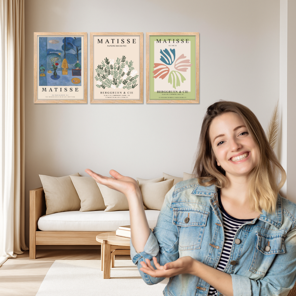 Set of 3 Henri Matisse Wall Art Paintings Framed Poster for Home Decoration, Living Room, Bedroom, Kitchen, and Office Wall Decoration (Copy)