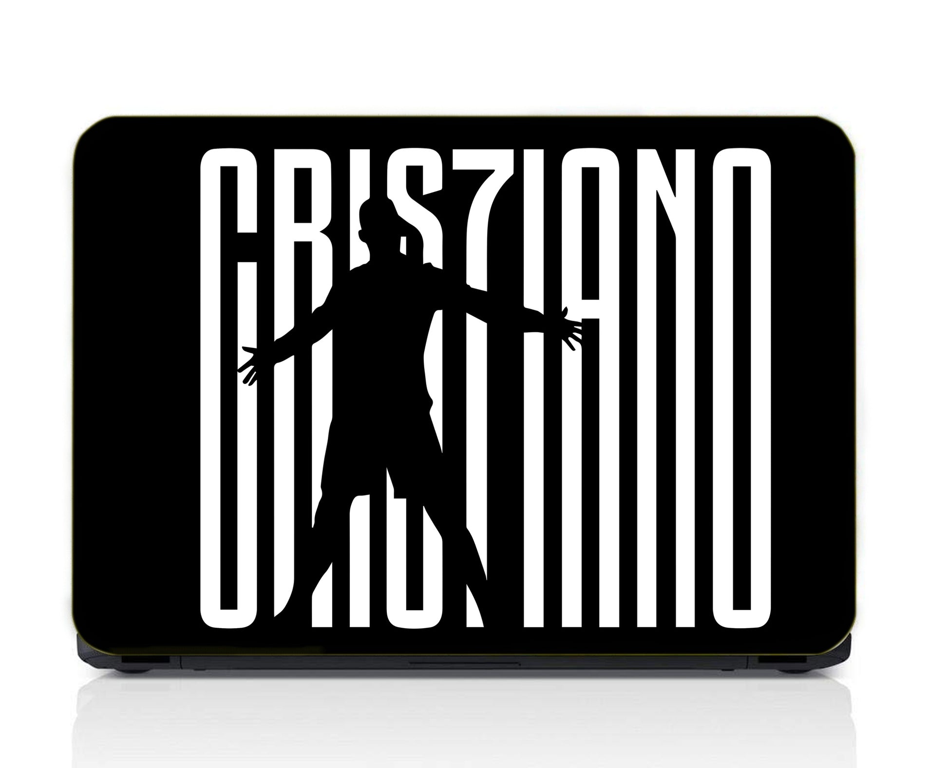 Cristiano Ronaldo Black Color Shadow Image Games Waterproof Motivatonal Quote Laptopskin