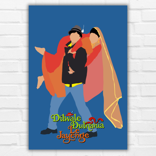 DDLJ Movie Poster Frame Shahrukh Khan Bollywood Movies Framed Posters dilwale dulhania le jayenge Dilogues Quotes Canvas Artwork Painting Photo Frames For Wall Decor Bedroom Living Room Decoration Home Office Restaunt Cafe, 