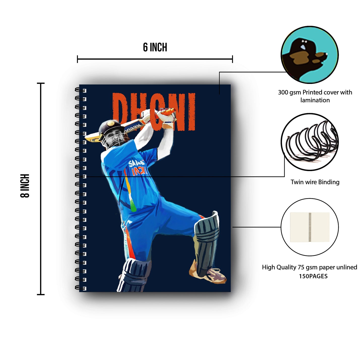 M S Dhoni Printed Notebook