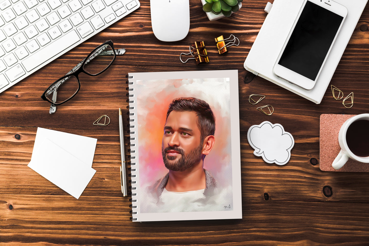 Printed Notebook Unruled, ,150 Pages,75 GSM Wire Bound, (21 x 15 CM) M S Dhoni Printed