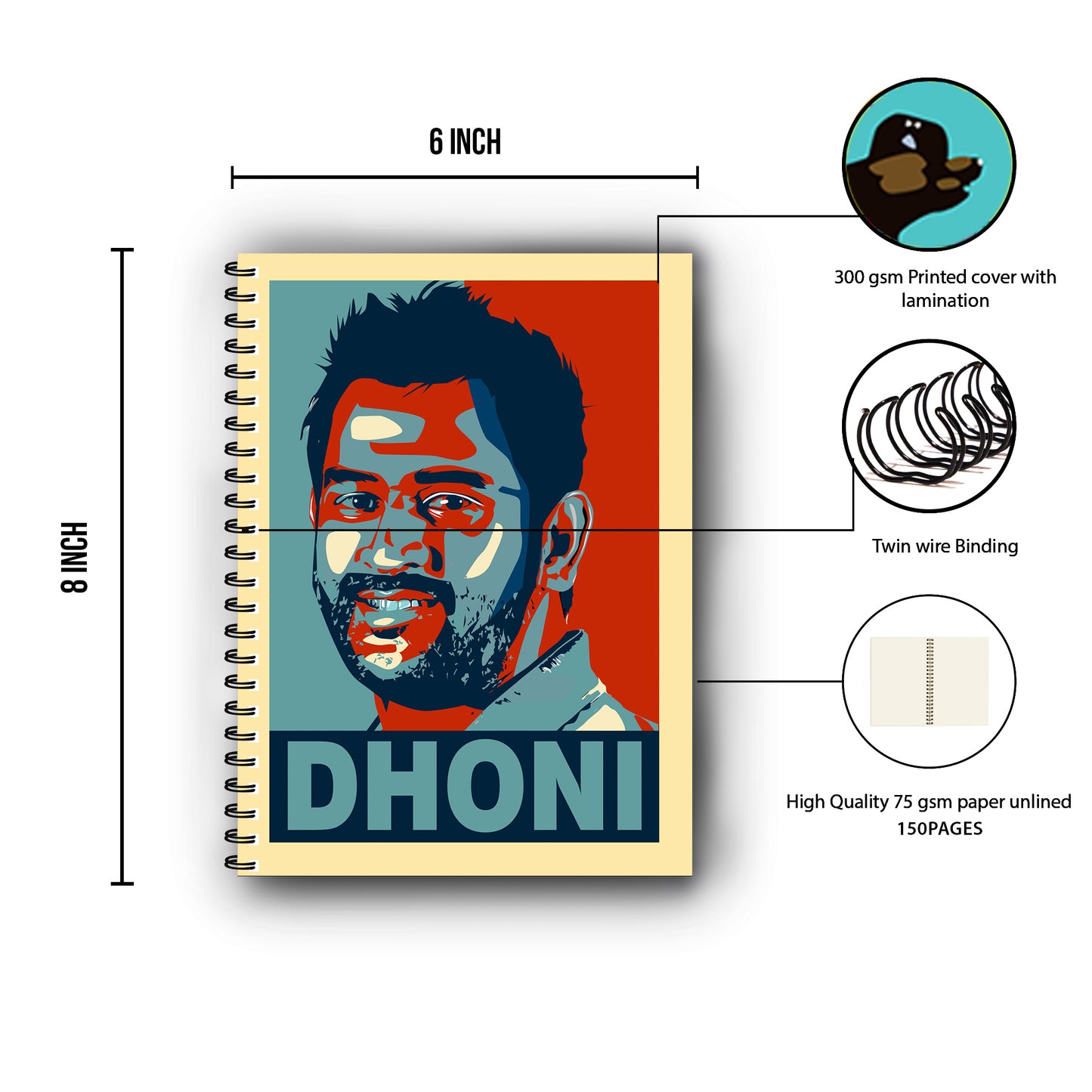 M S Dhoni Printed Notebook