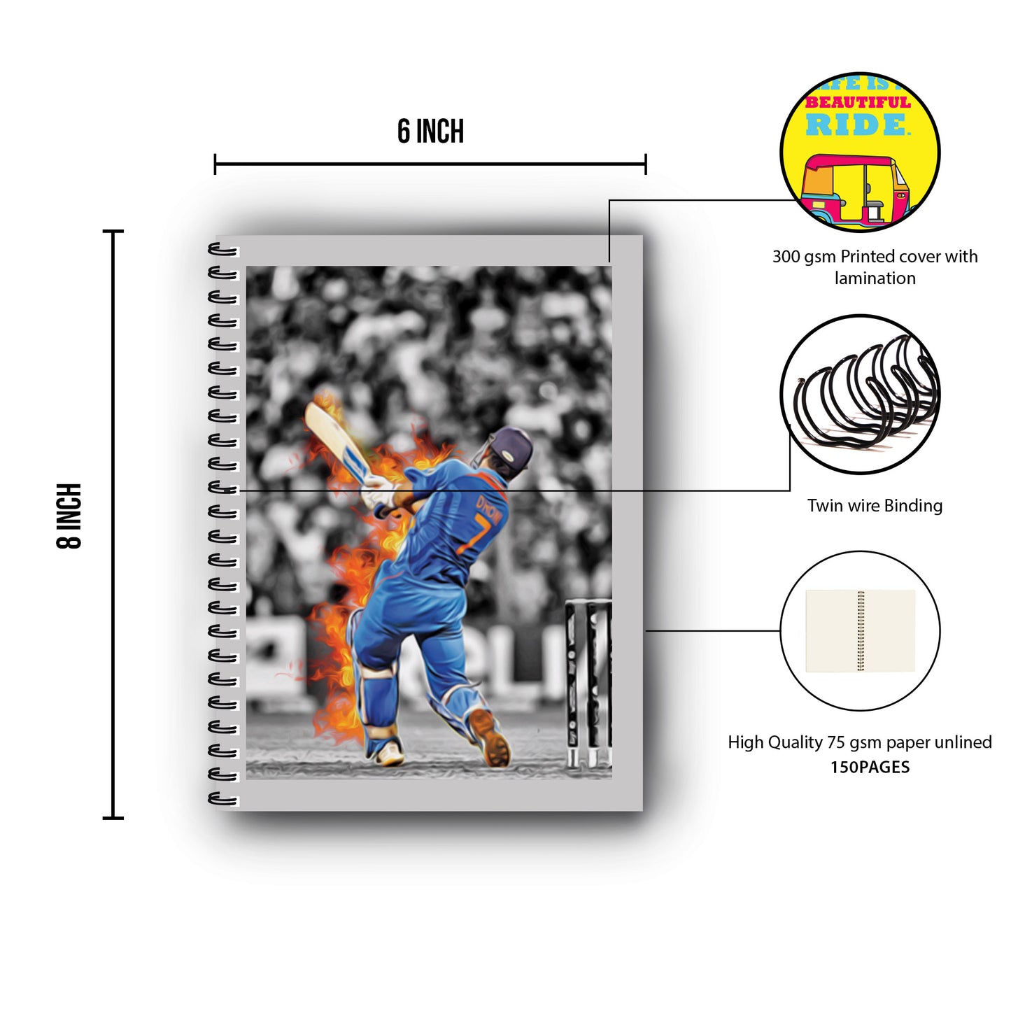 M S Dhoni Printed Notebook