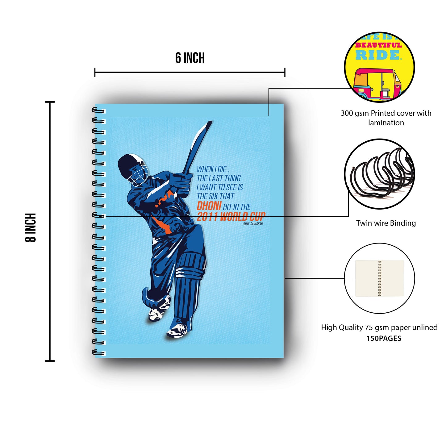 M S Dhoni Printed Notebook