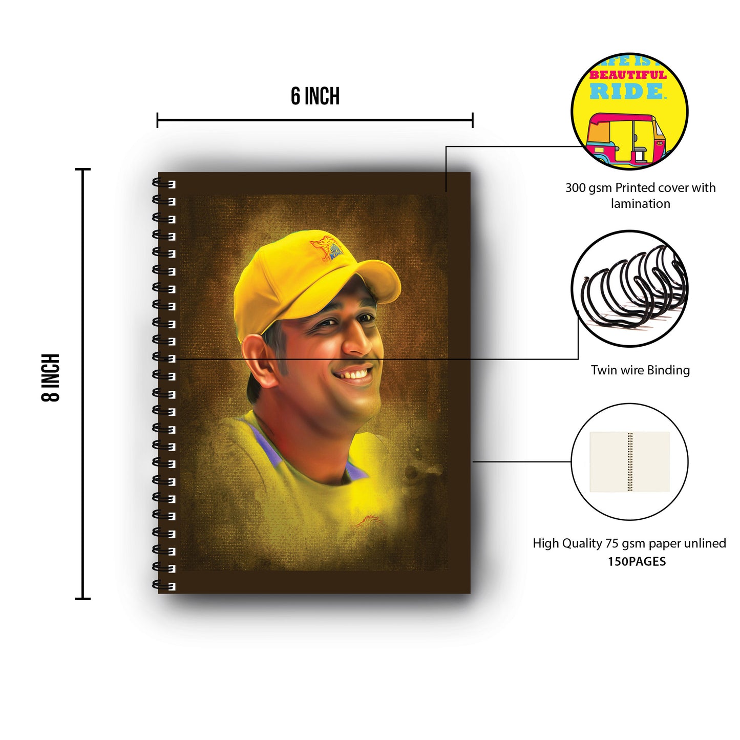 M S Dhoni Printed Notebook