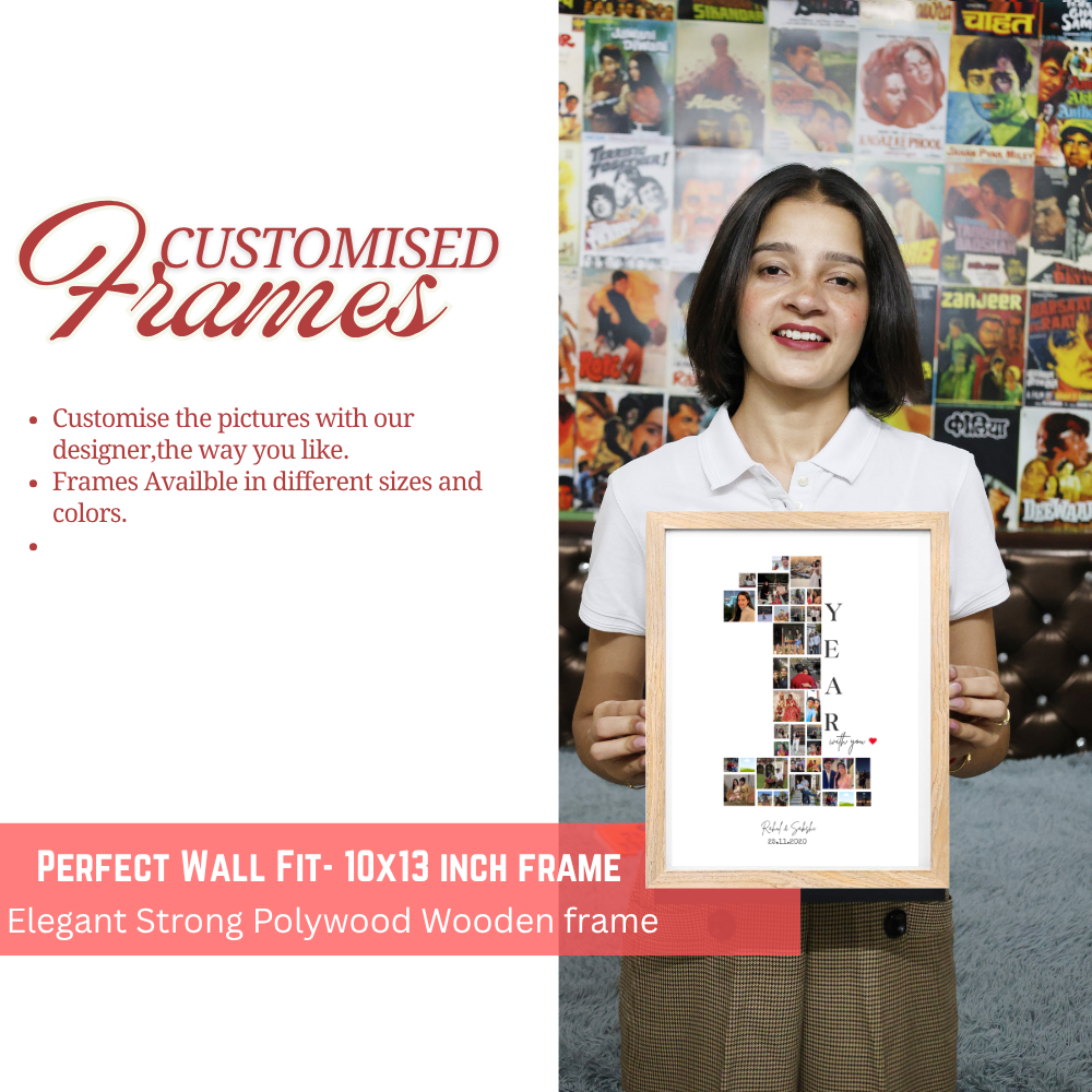 Customized "1 Year with You" Photo Collage Frame – 1 year Frame for Anniversary & Couple Gifts
