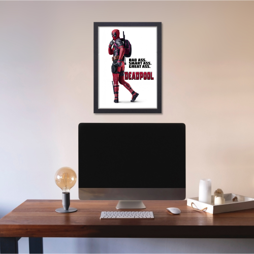 Deadpool Film Poster Frame Avengers Movie Action Comedy Framed Posters Hollywood Movies Art work Canvas Painting Photo Frames for Wall Decor Home Decoration Living Room Bedroom Office Study Room Cafe Restraunt
