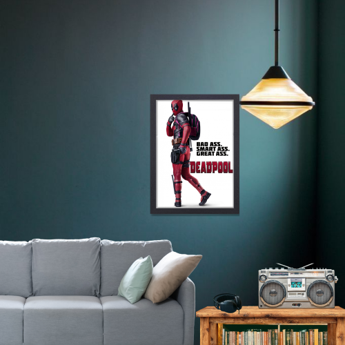 Deadpool Film Poster Frame Avengers Movie Action Comedy Framed Posters Hollywood Movies Art work Canvas Painting Photo Frames for Wall Decor Home Decoration Living Room Bedroom Office Study Room Cafe Restraunt