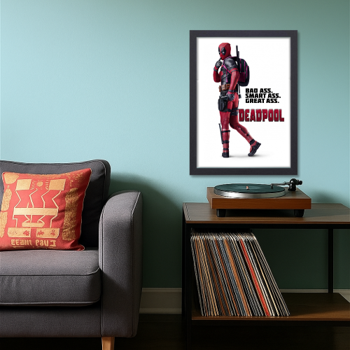 Deadpool Film Poster Frame Avengers Movie Action Comedy Framed Posters Hollywood Movies Art work Canvas Painting Photo Frames for Wall Decor Home Decoration Living Room Bedroom Office Study Room Cafe Restraunt