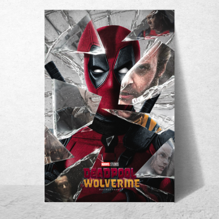 Deadpool & Wolverine Movie Poster Frame Action Comedy Film Artwork Framed Posters Hollywood Thriller Movies Canvas Painting Photo Frames for Wall Decor Living Room Bedroom  Study Room Restraunt Cafe Office & Home Decoration