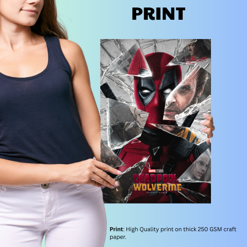 Deadpool & Wolverine Movie Poster Frame Action Comedy Film Artwork Framed Posters Hollywood Thriller Movies Canvas Painting Photo Frames for Wall Decor Living Room Bedroom  Study Room Restraunt Cafe Office & Home Decoration