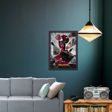 Deadpool & Wolverine Movie Poster Frame Action Comedy Film Artwork Framed Posters Hollywood Thriller Movies Canvas Painting Photo Frames for Wall Decor Living Room Bedroom  Study Room Restraunt Cafe Office & Home Decoration