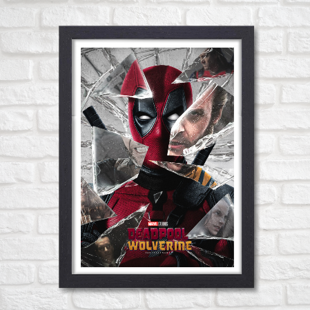 Deadpool & Wolverine Movie Poster Frame Action Comedy Film Artwork Framed Posters Hollywood Thriller Movies Canvas Painting Photo Frames for Wall Decor Living Room Bedroom  Study Room Restraunt Cafe Office & Home Decoration