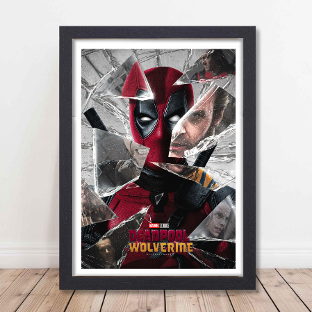 Deadpool & Wolverine Movie Poster Frame Action Comedy Film Artwork Framed Posters Hollywood Thriller Movies Canvas Painting Photo Frames for Wall Decor Living Room Bedroom  Study Room Restraunt Cafe Office & Home Decoration