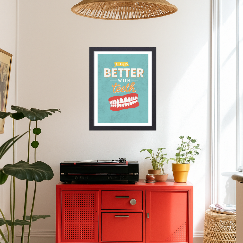 Dentist Funny Quote Wall Frames for Dental Clinic, Photo Frame for Hospital, With Hanging Hook | Teeth Framed poster Pictures for Wall Decoration & Decor