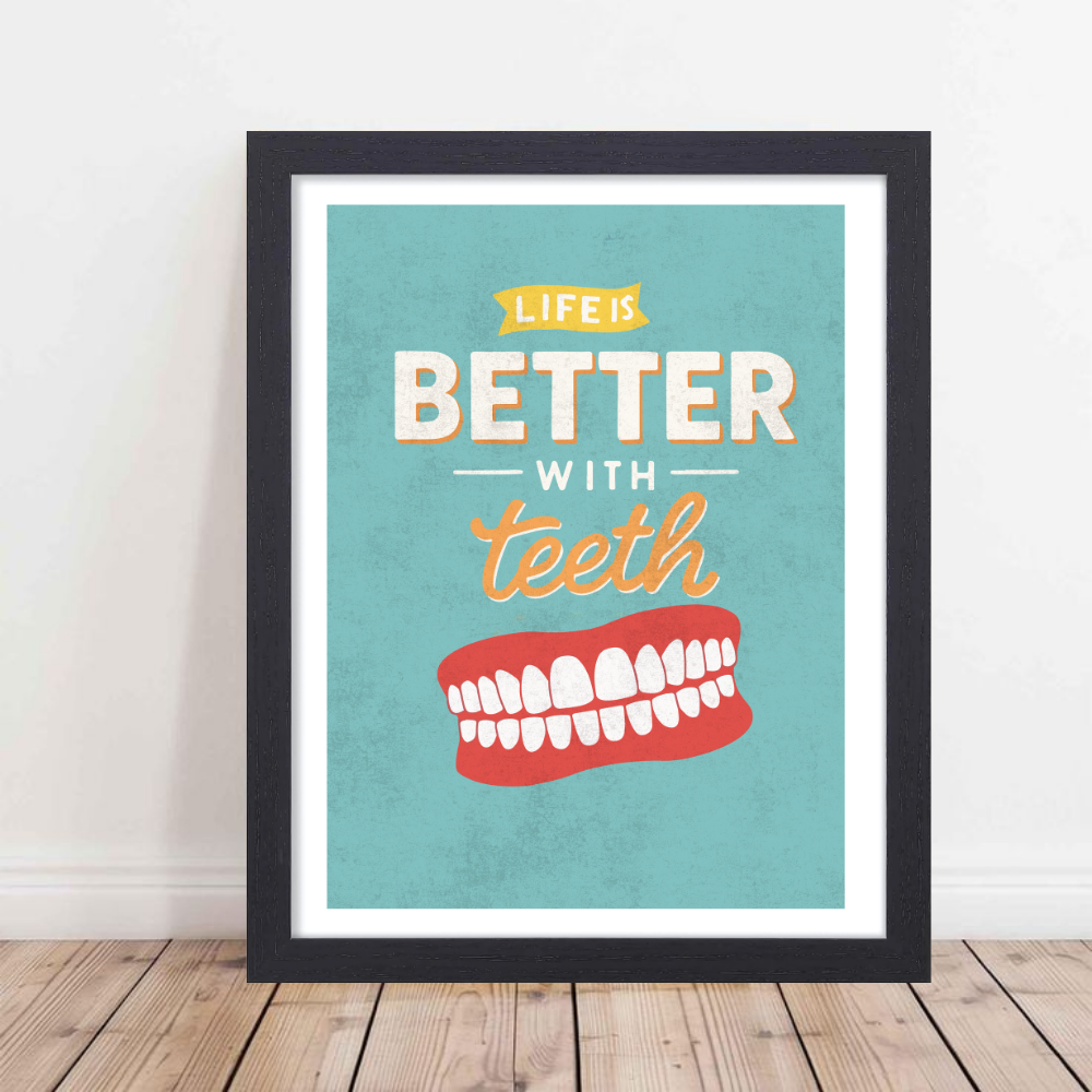 Dentist Funny Quote Wall Frames for Dental Clinic, Photo Frame for Hospital, With Hanging Hook | Teeth Framed poster Pictures for Wall Decoration & Decor
