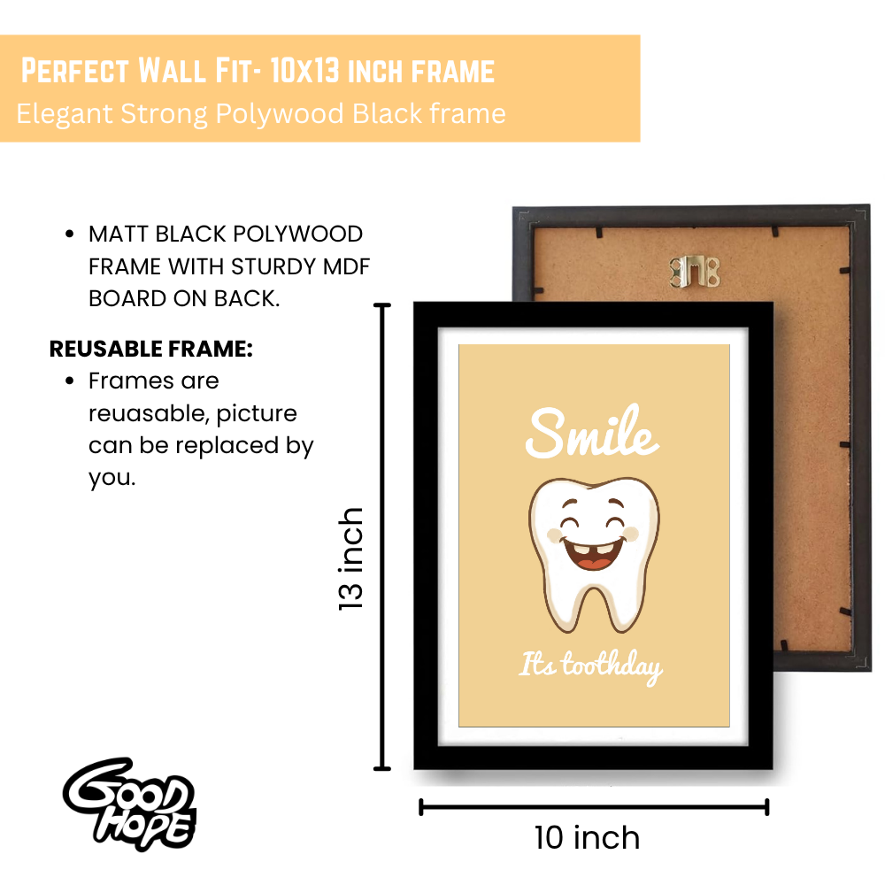 Dentist Funny Quote Wall Frames for Dental Clinic, Photo Frame for Hospital With Hanging Hook | Brush Framed poster Pictures for Wall Decoration