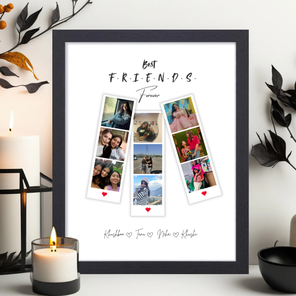 Custom Best Friends Forever Photo Black Frame 10x13 Inch – Personalized Polaroid Style Picture