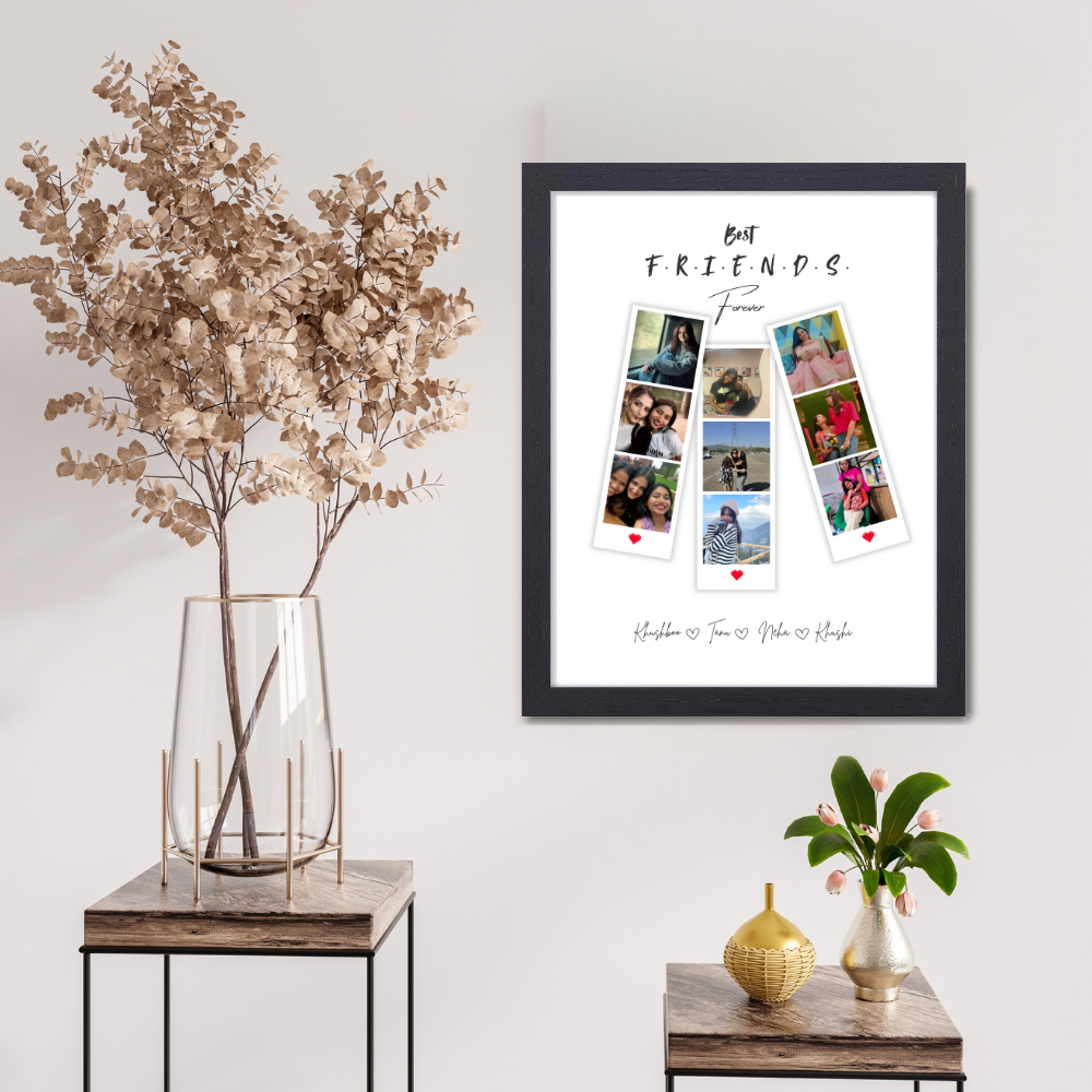 Custom Best Friends Forever Photo Black Frame 10x13 Inch – Personalized Polaroid Style Picture