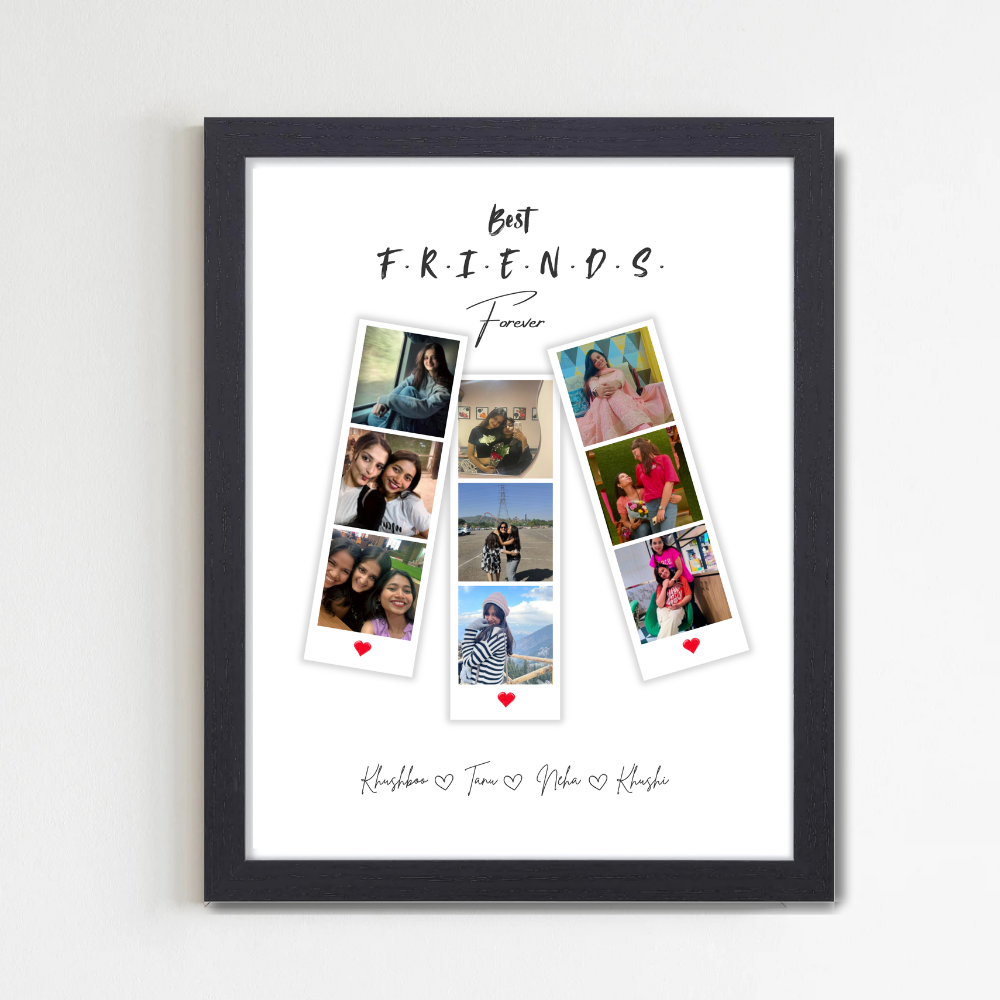 Custom Best Friends Forever Photo Black Frame 10x13 Inch – Personalized Polaroid Style Picture