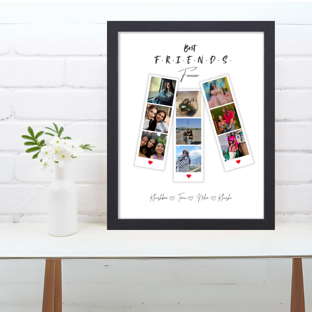 Custom Best Friends Forever Photo Black Frame 10x13 Inch – Personalized Polaroid Style Picture