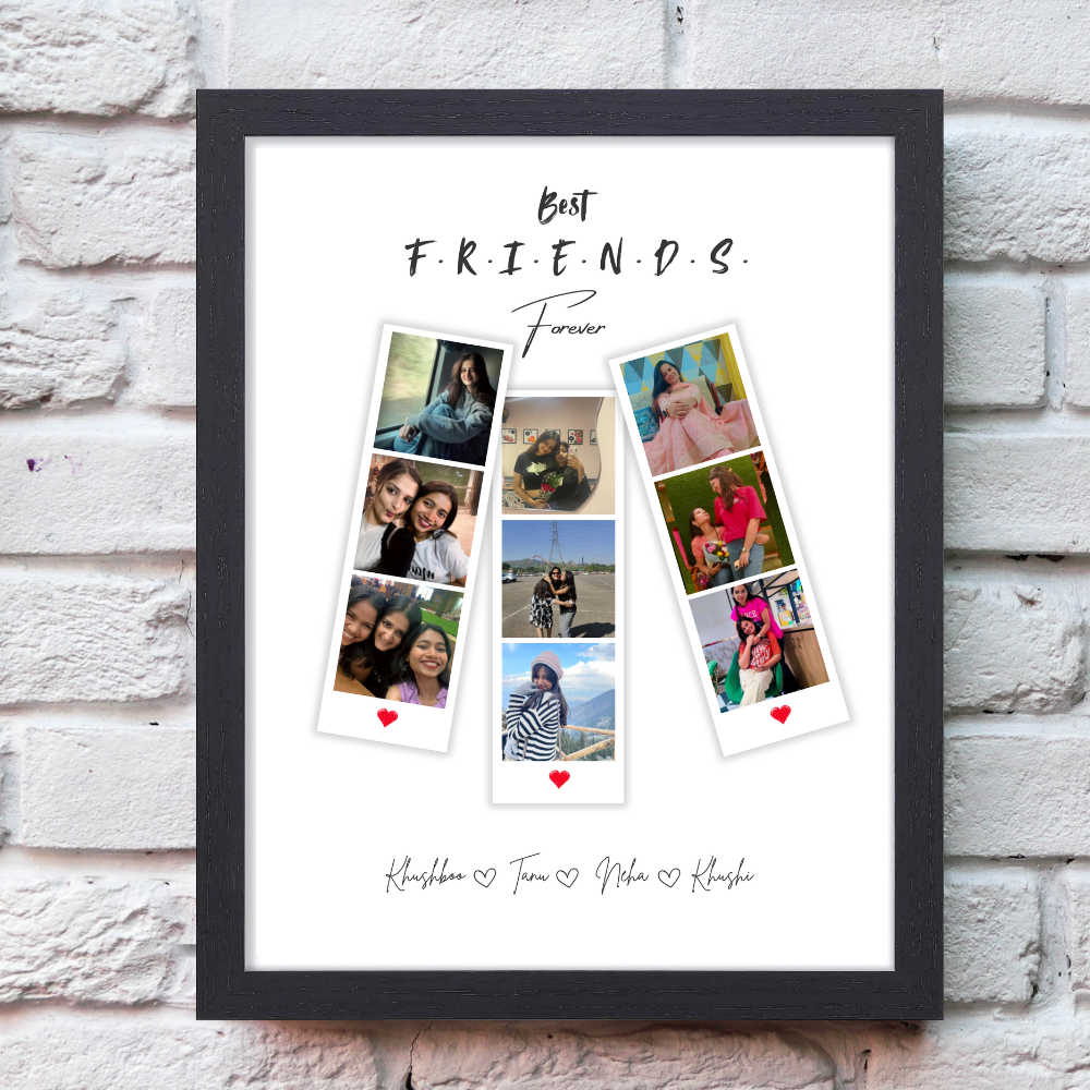Custom Best Friends Forever Photo Black Frame 10x13 Inch – Personalized Polaroid Style Picture