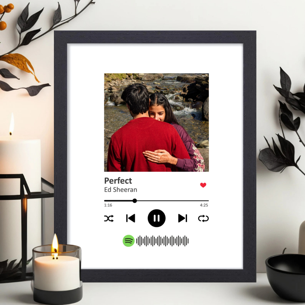 Custom Spotify Song Photo Frame 10x13 Inch – Personalized Music Player Frame with Photo, Song & Scan Code – Gift for Couples, Anniversary, Valentine’s Day