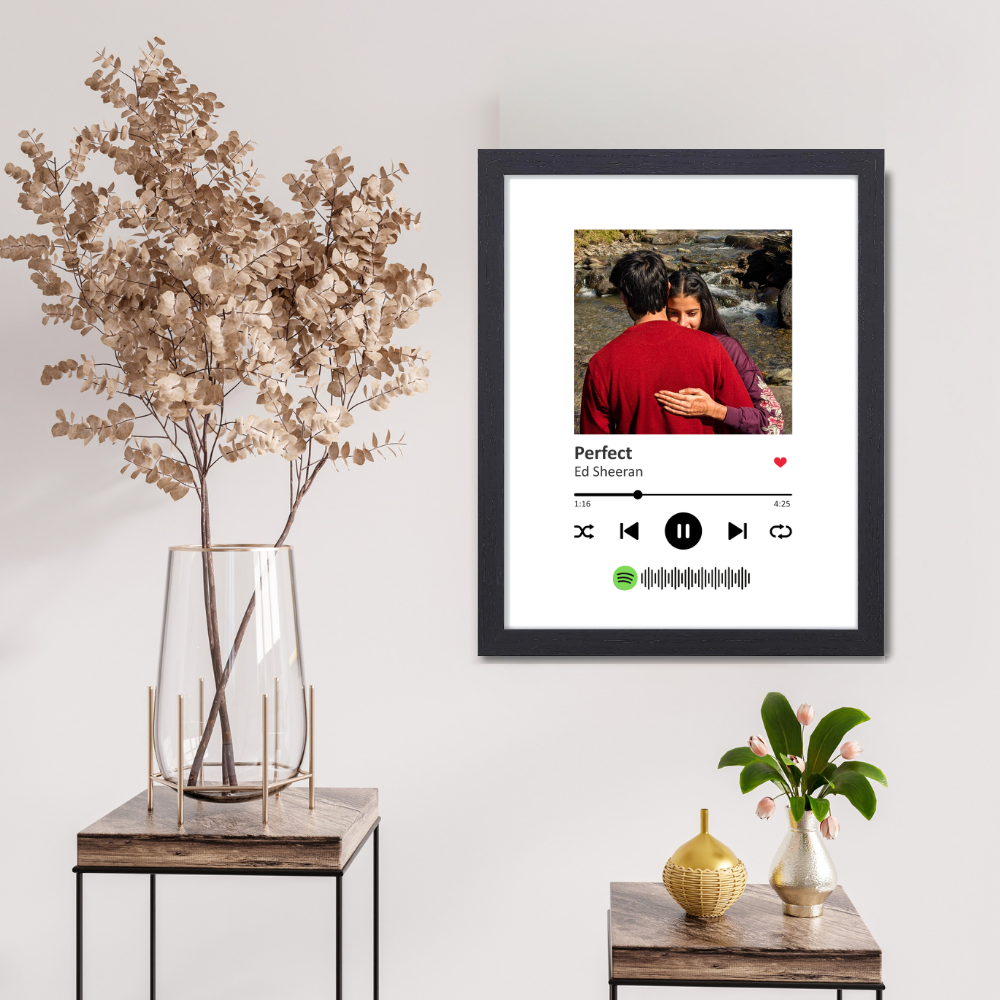 Custom Spotify Song Photo Frame 10x13 Inch – Personalized Music Player Frame with Photo, Song & Scan Code – Gift for Couples, Anniversary, Valentine’s Day