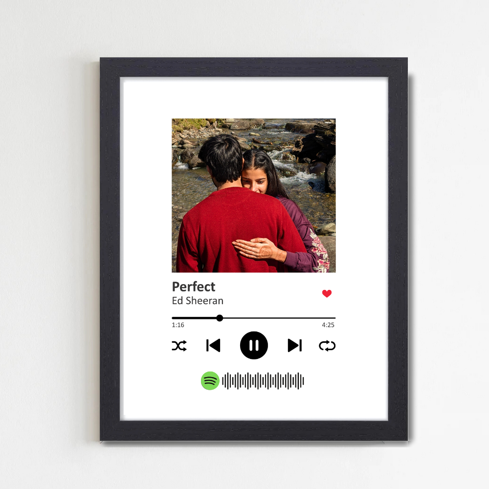 Custom Spotify Song Photo Frame 10x13 Inch – Personalized Music Player Frame with Photo, Song & Scan Code – Gift for Couples, Anniversary, Valentine’s Day