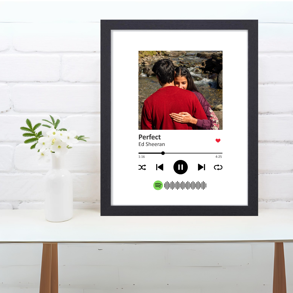 Custom Spotify Song Photo Frame 10x13 Inch – Personalized Music Player Frame with Photo, Song & Scan Code – Gift for Couples, Anniversary, Valentine’s Day