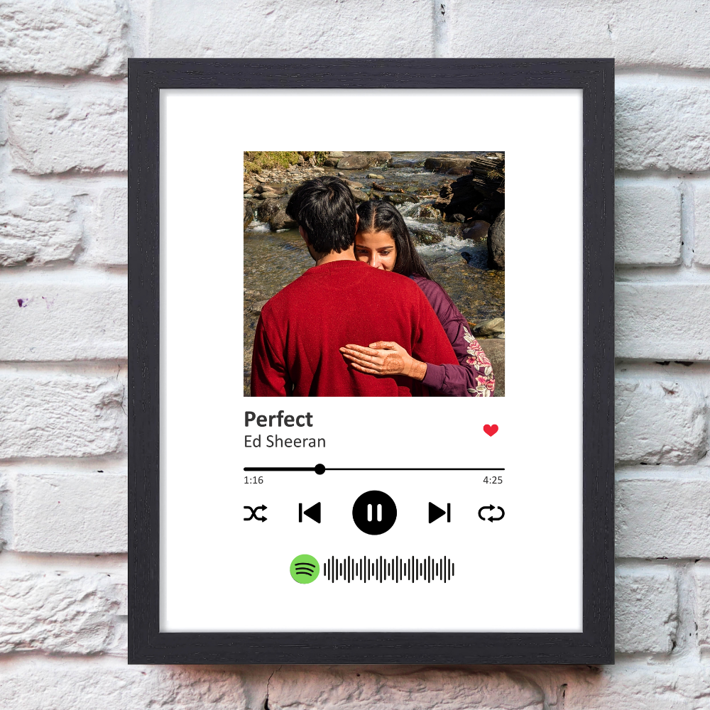 Custom Spotify Song Photo Frame 10x13 Inch – Personalized Music Player Frame with Photo, Song & Scan Code – Gift for Couples, Anniversary, Valentine’s Day