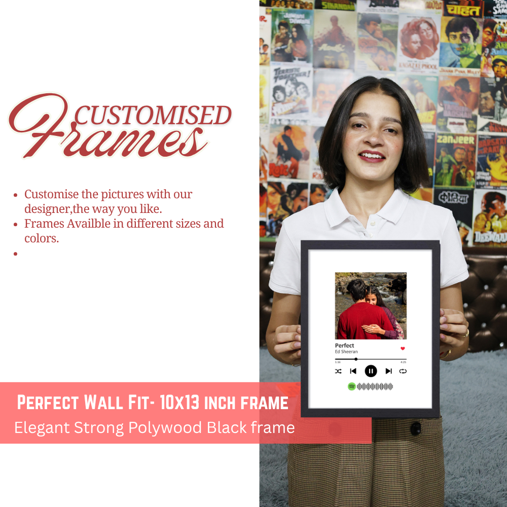 Custom Spotify Song Photo Frame 10x13 Inch – Personalized Music Player Frame with Photo, Song & Scan Code – Gift for Couples, Anniversary, Valentine’s Day