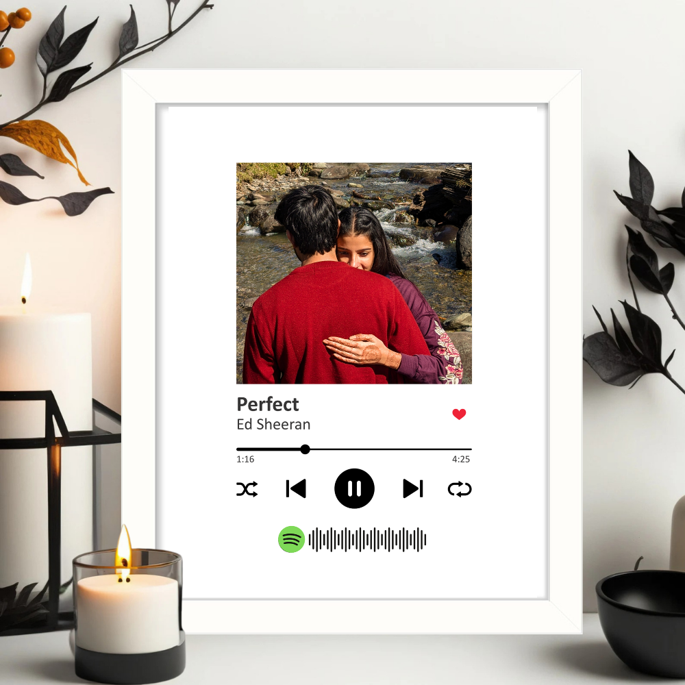 Custom Spotify Song Photo Frame | Personalized 10x13 Inch White Frame