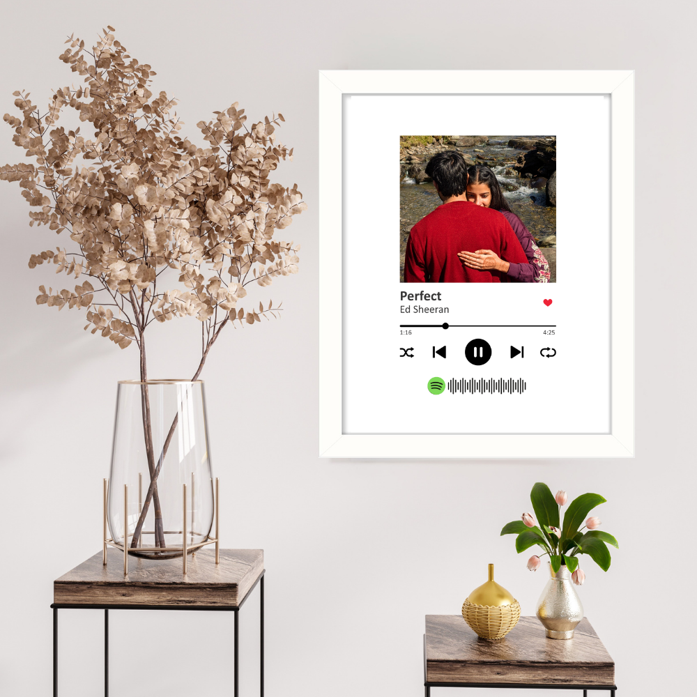 Custom Spotify Song Photo Frame | Personalized 10x13 Inch White Frame