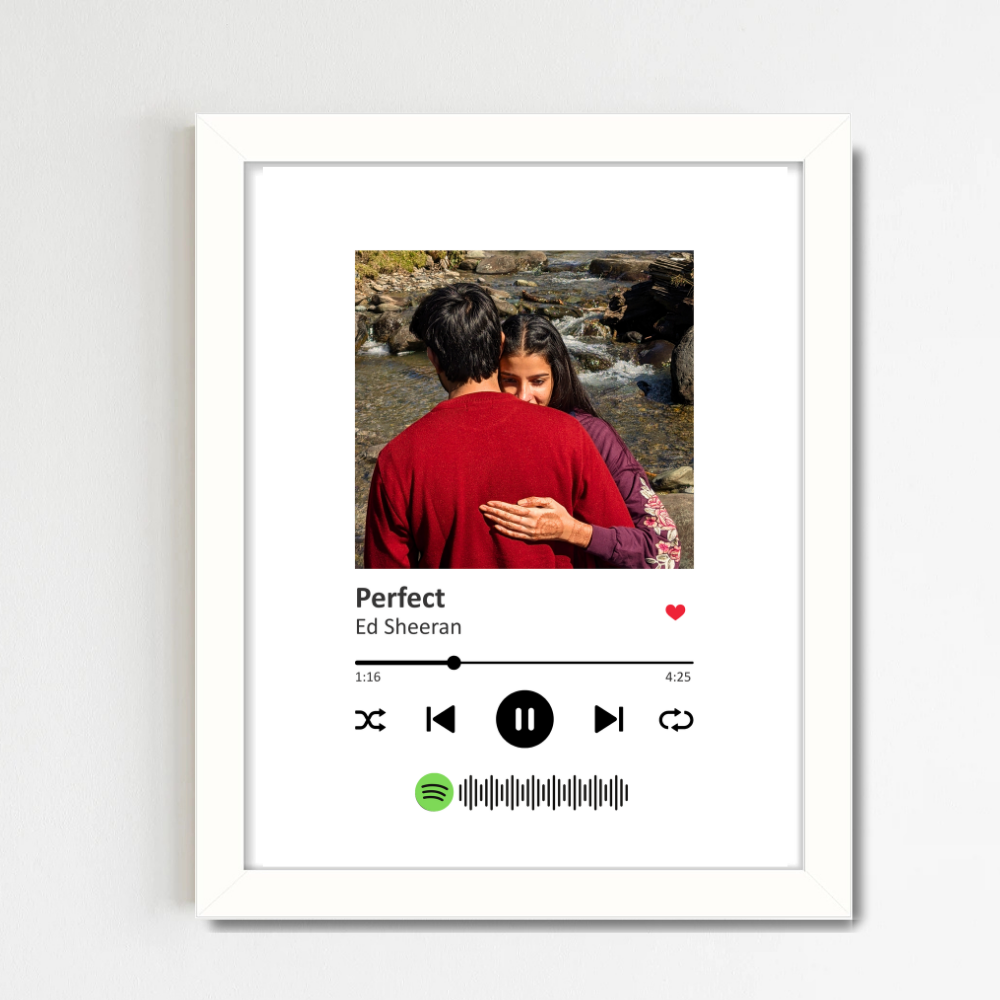 Custom Spotify Song Photo Frame | Personalized 10x13 Inch White Frame