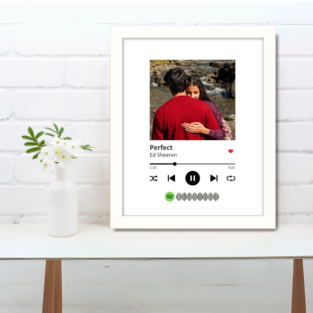 Custom Spotify Song Photo Frame | Personalized 10x13 Inch White Frame