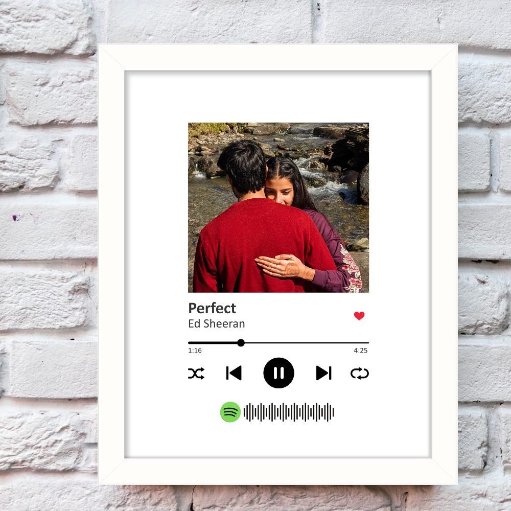 Custom Spotify Song Photo Frame | Personalized 10x13 Inch White Frame